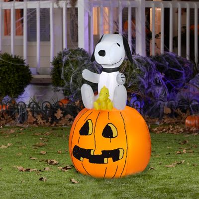 Image showing  Airblown Snoopy and Woodstock on Pumpkin Inflatable, Self-Inflates