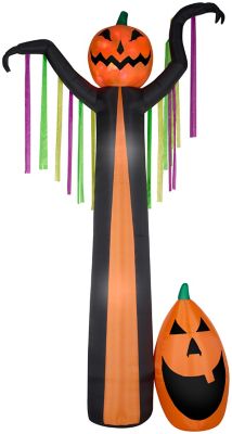 Gemmy Airblown Giant Projection Inflatable Fire and Ice Frightening Pumpkin Decoration, Self-Inflates, Lights Up