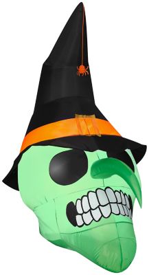 Gemmy Airblown Green Witch Skull Inflatable, Self-Inflates