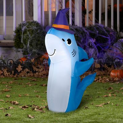 Image showing  Airblown Shark with Witch Hat Inflatable, Self-Inflates