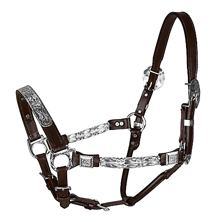 TuffRider Western Deluxe Show Horse Halter with Silver Hardware at