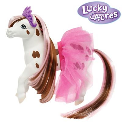 Image showing  Lucky Acres Blossom the Ballerina Horse Color-Changing Bath Toy, Brown/White, Surprise Pink Markings