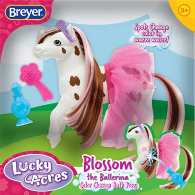 Image showing 5 th Breyer Lucky Acres Blossom the Ballerina Horse Color-Changing Bath Toy, Brown/White, Surprise Pink Markings