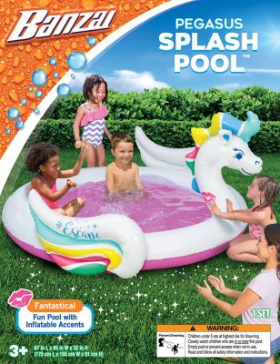 Banzai 67 in. x 65 in. Pegasus Splash Inflatable Backyard Pool, 79770FR