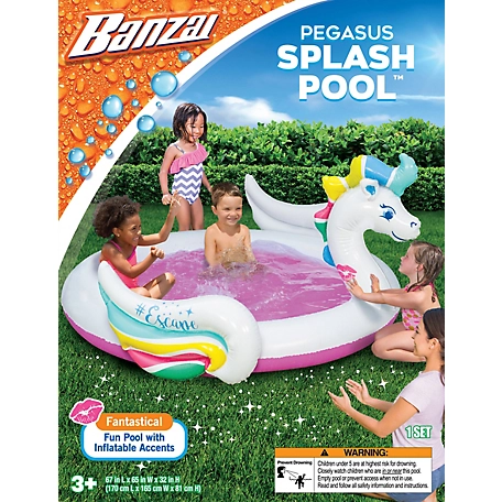 Banzai 67 in. x 65 in. Pegasus Splash Inflatable Backyard Pool, 79770FR