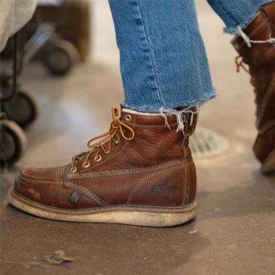 Image showing 4 th Thorogood Men's Moc Toe USA Safety Wedge Work Boots, 6 in.