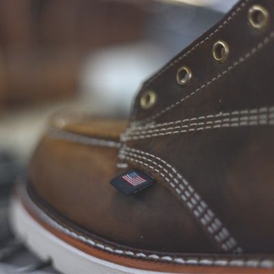 Image showing 3 th Thorogood Men's Moc Toe USA Safety MAXWear 90 Slip-Resistant Work Boots, 8 in.