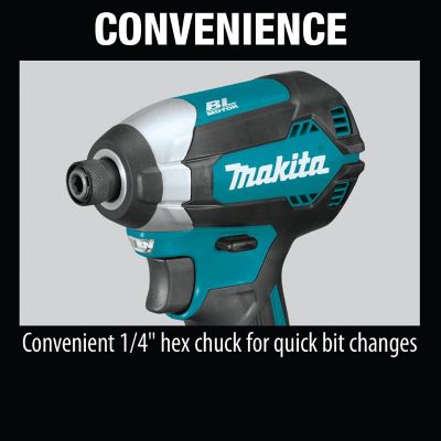 Image showing 6 th Makita 18V LXT 1/4 in. Cordless Lithium-Ion Brushless Impact Driver Kit, 3.0Ah