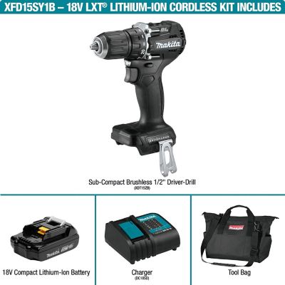 Image showing  18V LXT 1/2 in. Cordless Lithium-Ion Sub-Compact Brushless Driver-Drill Kit, 1.5Ah