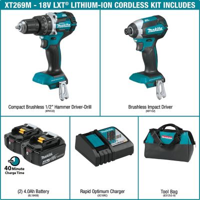 Image showing 5 th Makita Cordless 18V LXT Lithium-Ion Brushless Combo Tool Kit, 4.0Ah, 2 pc.