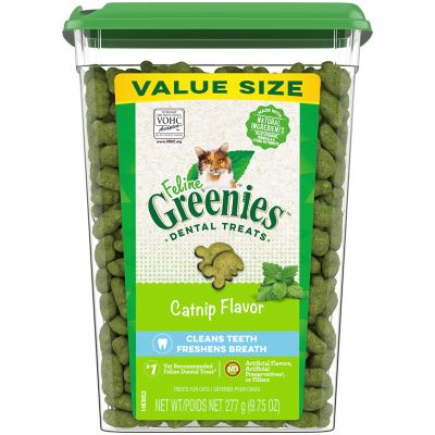 Greenies Adult Natural Dental Care Cat Treats, Catnip Flavor, 9.75 oz. Tub