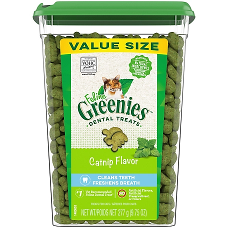 Greenies Adult Natural Dental Care Cat Treats, Catnip Flavor, 9.75 oz. Tub