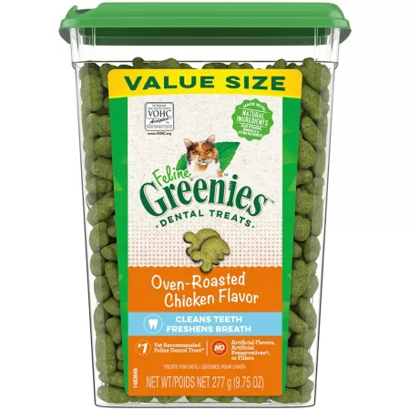 Greenies Treats for Adult Cats Chicken Flavor Natural Dental Care 9.75 oz. Cat Crunchy Treats