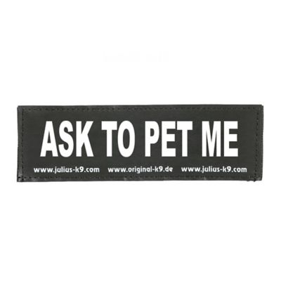Julius-K9 Ask to Pet Me Hook and Loop Changeable Dog Harness Patch, 1 Pair