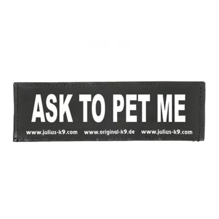 Julius-K9 Ask to Pet Me Hook and Loop Changeable Dog Harness Patch 1 Pair Service & Working Dog Harnesses & Patches