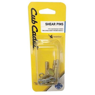 Cub Cadet 2X Shear Pins Set for Cub Cadet 300/600 Series 2X Two-Stage Snow Throwers, 1/4 in. x 1-1/2 in. Pin, 6 pc.