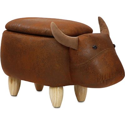 Critter Sitters 15 in. Brown Cow Storage Ottoman