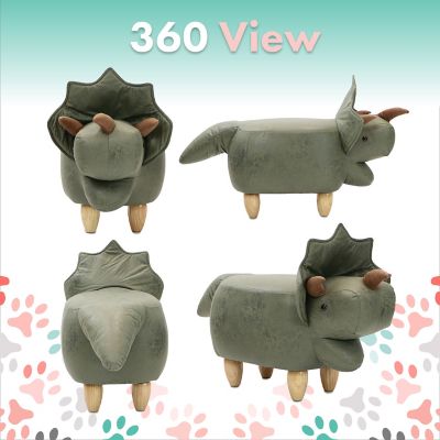 Image showing  14-In Green Triceratops Dinosaur Ottoman