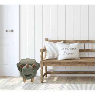 Image showing  14-In Green Triceratops Dinosaur Ottoman