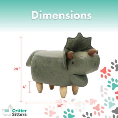 Image showing  14-In Green Triceratops Dinosaur Ottoman