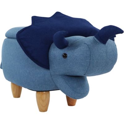 Critter Sitters 15 in. Blue Triceratops Storage Ottoman