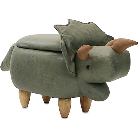 Critter Sitters 15 in. Green Triceratops Storage Ottoman