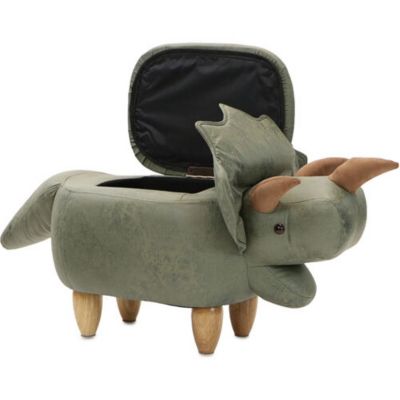 Image showing  15 in. Green Triceratops Storage Ottoman