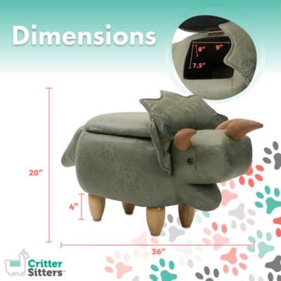 Image showing  15 in. Green Triceratops Storage Ottoman