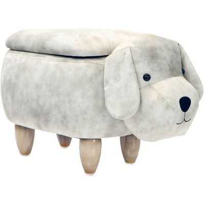 Critter Sitters 15 in. Light Gray Dog Storage Ottoman