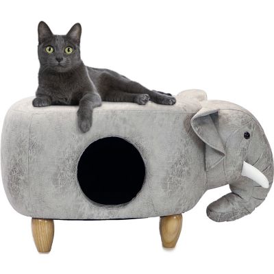 Critter Sitters 16 in. Gray Elephant Pet House Ottoman