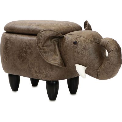 Critter Sitters 15 in. Brown Elephant Storage Ottoman
