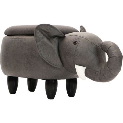 Critter Sitters 15 in. Dark Gray Elephant Storage Ottoman