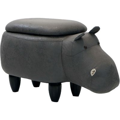 Critter Sitters 15 in. Dark Gray Hippo Storage Ottoman