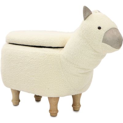 Critter Sitters 15 in. Plush White Llama Storage Ottoman