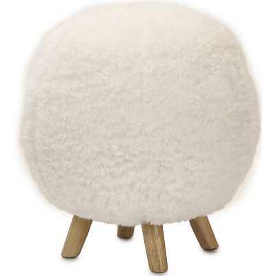 Critter Sitters 19 in. Plush White Pouf Ottoman