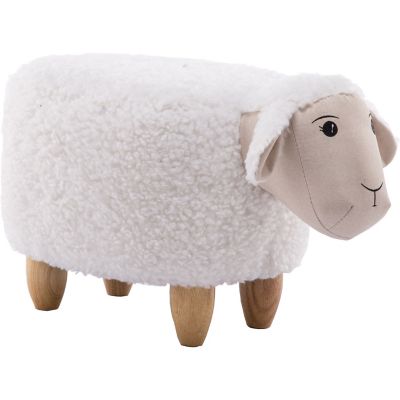 Critter Sitters 15 in. Plush White Sheep Ottoman