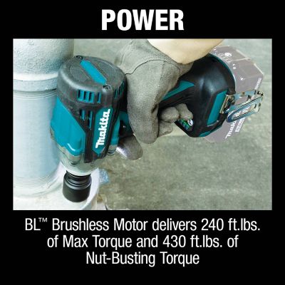 Image showing 7 th Makita 1/2 in. Square Drive 480 ft.-lb. 18V LXT Lithium-Ion Brushless Cordless 4-Speed Impact Wrench, Tool Only