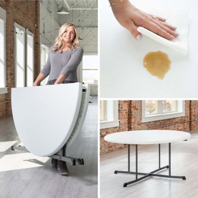 Image showing 7 th Lifetime 60 in. Round Commercial Folding-Half Table