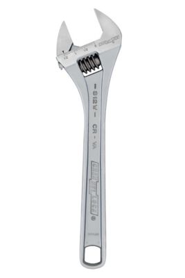 Channellock 12 in. Adjustable Wide Chrome Wrench, 4-Thread Knurl