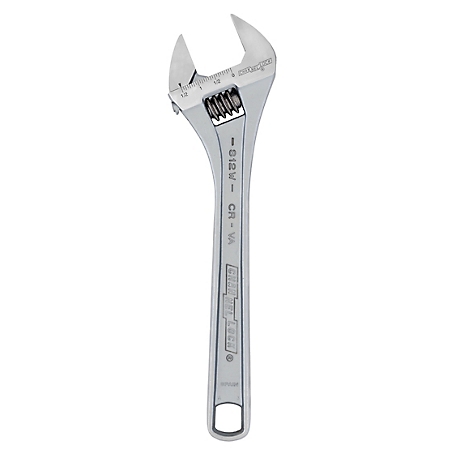 Channellock 12 in. Adjustable Wide Chrome Wrench, 4-Thread Knurl
