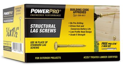 Image showing  Power Pro Structural Lag Screws (1/4 x 1-1/2in.) - 75 pc