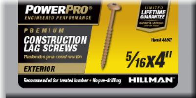 Hillman Power Pro Star Drive Construction Lag Screws (5/16in.x 3-1/2in.) - 25 Pack