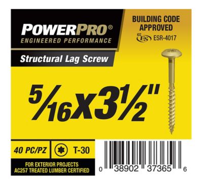 Hillman Power Pro Star Drive Construction Lag Screws 5 16in x 3 1 2in 