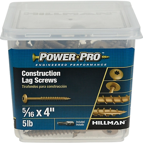 Hillman Power Pro Star Drive Construction Lag Screws (5/16in.x 4in.) -100 Pack
