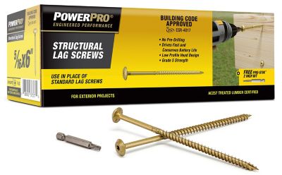 Hillman 5/16 in. x 6 in. Power Pro Star Drive Construction Lag Screws, 60-Pack