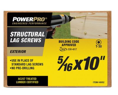 Image showing  Power Pro Structural Lag Screws (5/16 x 10in.) - 1 pc
