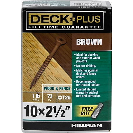 Hillman Deck Plus Brown Deck Screws (#10 x 2-1/2in.) -1 lb