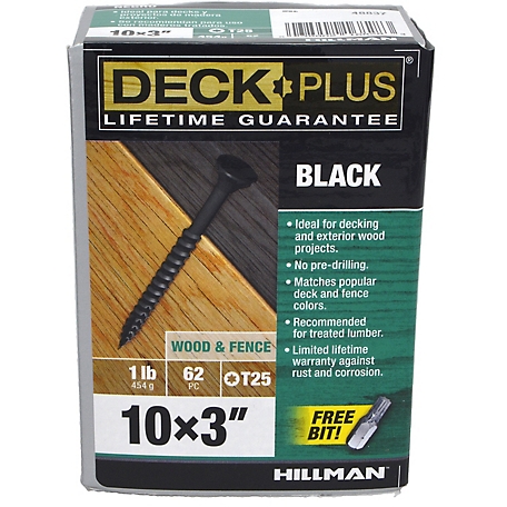 Hillman Deck Plus Black Deck Screws (#10 x 3in.) -1 lb