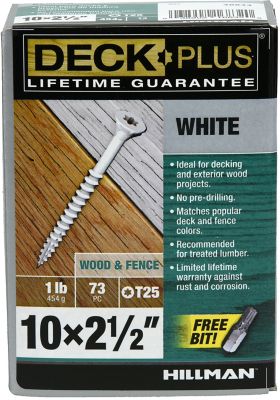 Hillman Deck Plus White Deck Screws (#10 x 2-1/2in.)