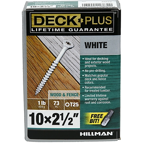 Hillman Deck Plus White Deck Screws (#10 x 2-1/2in.)